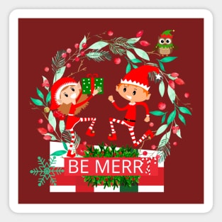 Christmas Cute Couple Elfs Magnet